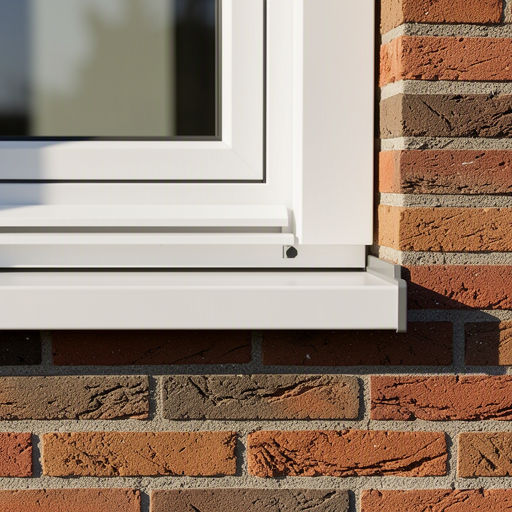 Close-up van kunststof kozijnprofiel wit op bakstenen muur in Delft