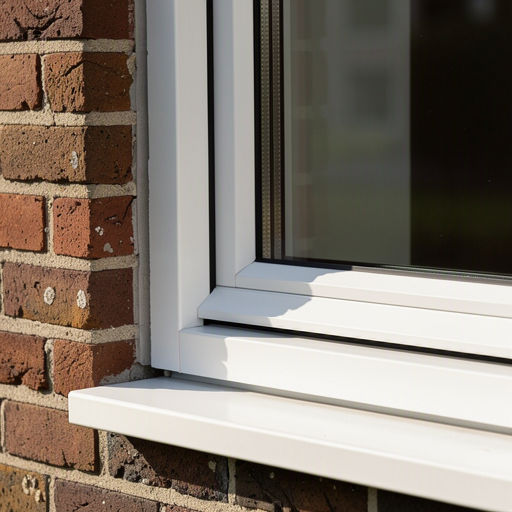 Close-up van wit kunststof kozijnprofiel in een bakstenen muur van een woning in Rijswijk