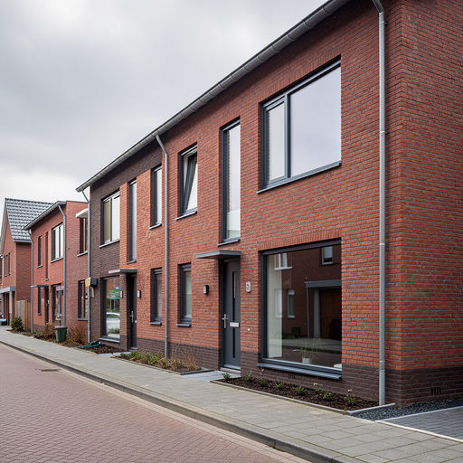 Moderne rijtjeswoning in Wateringen met antracietgrijze kunststof kozijnen aan de voorgevel